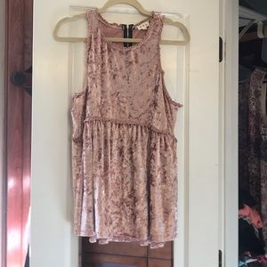 Pink crushed velvet TOP NWOT